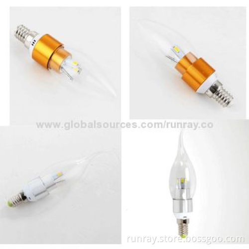 3W E14 LED Bulb, 85-265V AC or 12V DC, Aluminum Material, Easy Installation, Good Heat-sink, CE/RoHSNew